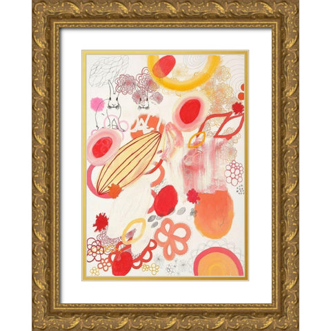 Funnie Bunnies Go To Space Gold Ornate Wood Framed Art Print with Double Matting by Kleinpeter, Maggie