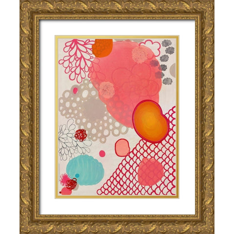 Pink Dragon Bubblegum Gold Ornate Wood Framed Art Print with Double Matting by Kleinpeter, Maggie