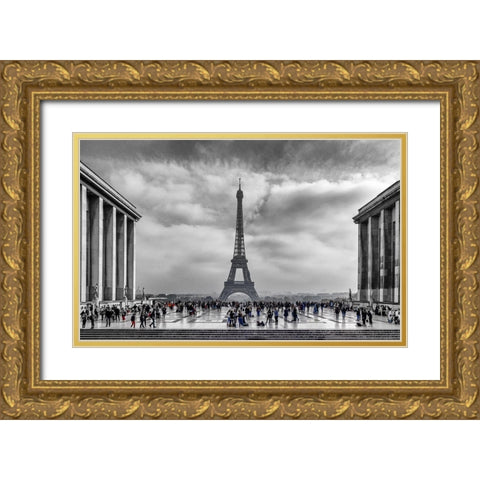 Eiffel Gold Ornate Wood Framed Art Print with Double Matting by Kostka, Vladimir