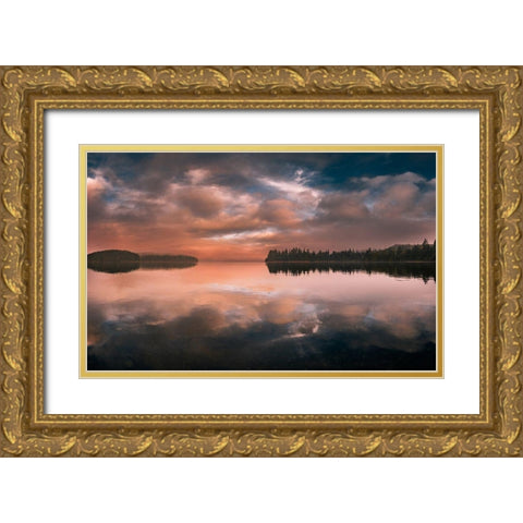 Western Sunset Gold Ornate Wood Framed Art Print with Double Matting by Kostka, Vladimir