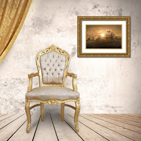 The Flight Gold Ornate Wood Framed Art Print with Double Matting by Kostka, Vladimir