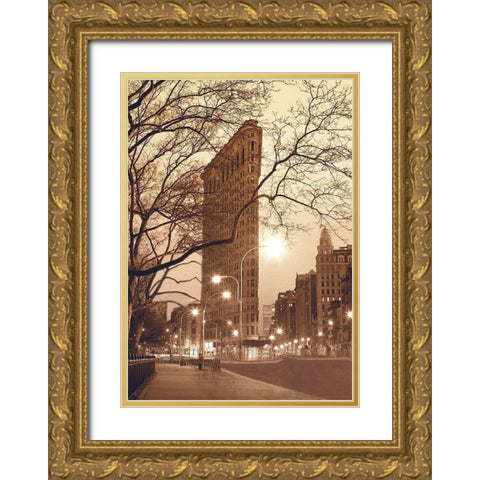 Flatiron, NYC Gold Ornate Wood Framed Art Print with Double Matting by Klug, Alan