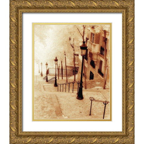 Montmartre, Paris Gold Ornate Wood Framed Art Print with Double Matting by Klug, Alan