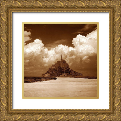 Mont San Michel Gold Ornate Wood Framed Art Print with Double Matting by Klug, Alan