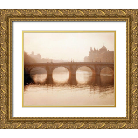 Pont Neuf, Paris Gold Ornate Wood Framed Art Print with Double Matting by Klug, Alan