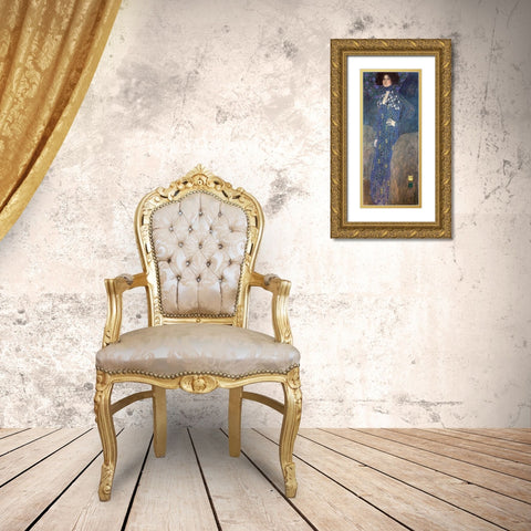 Portrait of Emilie Floge Gold Ornate Wood Framed Art Print with Double Matting by Klimt, Gustav