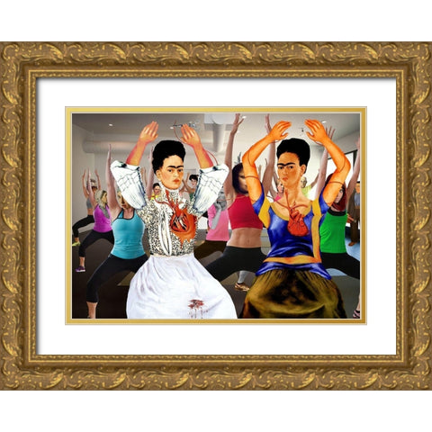 Frida Does Cardio Gold Ornate Wood Framed Art Print with Double Matting by Kite, Barry