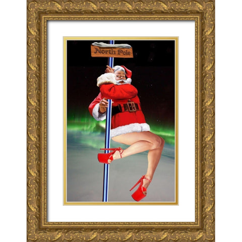 North Pole Dancer Gold Ornate Wood Framed Art Print with Double Matting by Kite, Barry