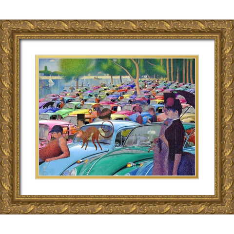 Sunday Afternoon, Looking for the Car Gold Ornate Wood Framed Art Print with Double Matting by Kite, Barry