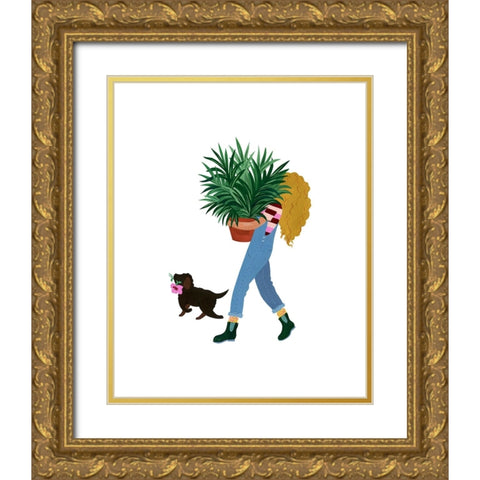 Plant Lady Gold Ornate Wood Framed Art Print with Double Matting by Kopcik, Emily