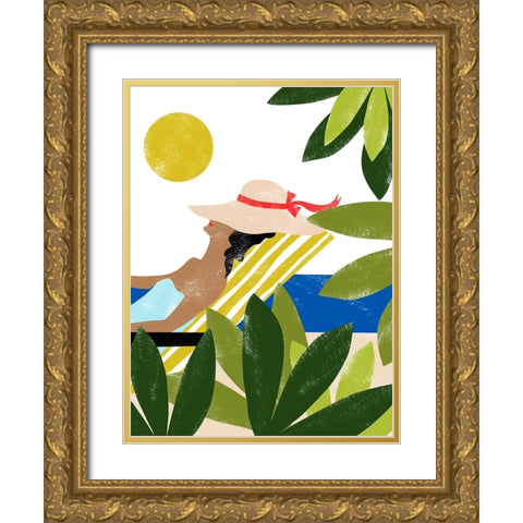 Sunbathing Gold Ornate Wood Framed Art Print with Double Matting by Kopcik, Emily