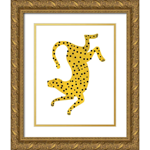 Dotted Cheetah Gold Ornate Wood Framed Art Print with Double Matting by Kopcik, Emily