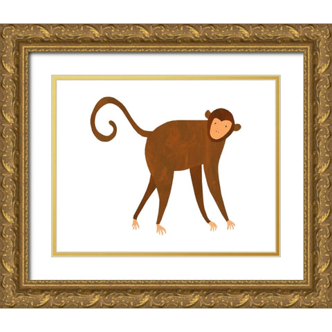 Monkey Gold Ornate Wood Framed Art Print with Double Matting by Kopcik, Emily