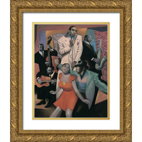 Club Zanzibar Gold Ornate Wood Framed Art Print with Double Matting by Kelley, Gary