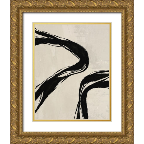 Waves Gold Ornate Wood Framed Art Print with Double Matting by LivinLi