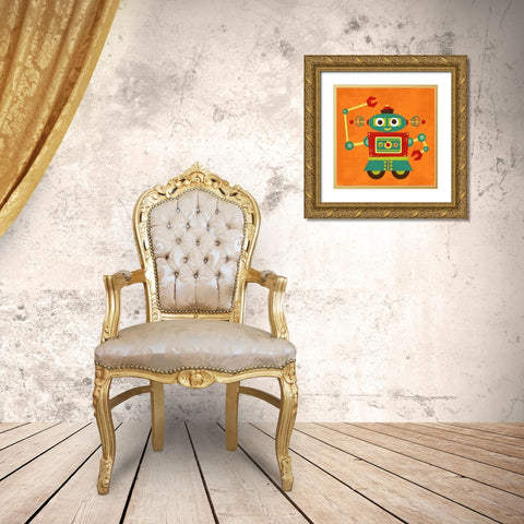 Robot 2 Gold Ornate Wood Framed Art Print with Double Matting by Lee, Nancy