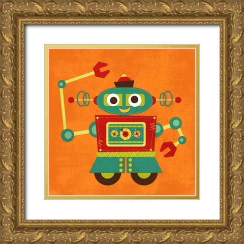 Robot 2 Gold Ornate Wood Framed Art Print with Double Matting by Lee, Nancy