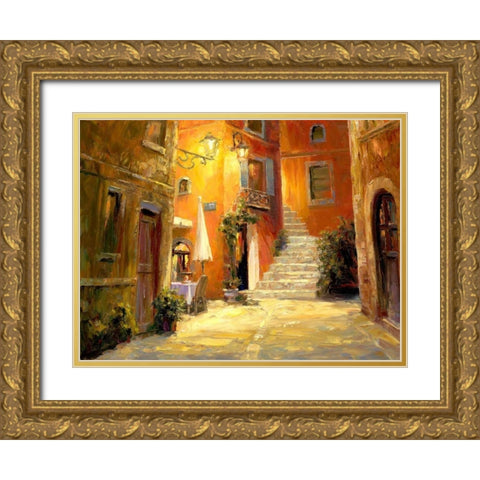 Lighted Alley Gold Ornate Wood Framed Art Print with Double Matting by Liu, Haixia