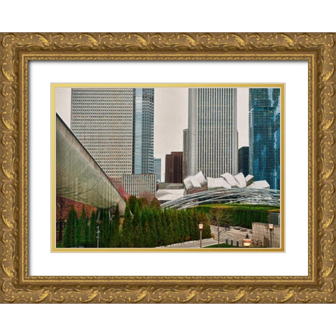 Chicago 350 Gold Ornate Wood Framed Art Print with Double Matting by Levant, Jessica