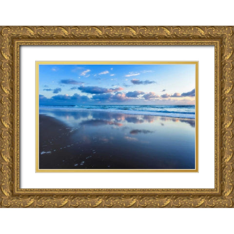 Blue Shores Gold Ornate Wood Framed Art Print with Double Matting by Louise, Tracie