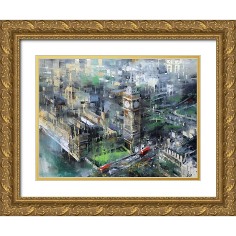 London Green - Big Ben Gold Ornate Wood Framed Art Print with Double Matting by Lague, Mark