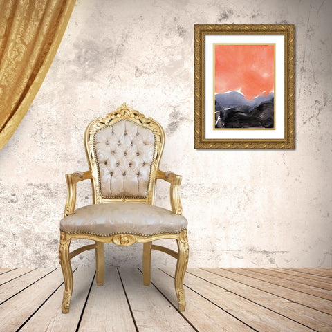 Orange Blue Graphite Gold Ornate Wood Framed Art Print with Double Matting by Lehnhardt, Iris