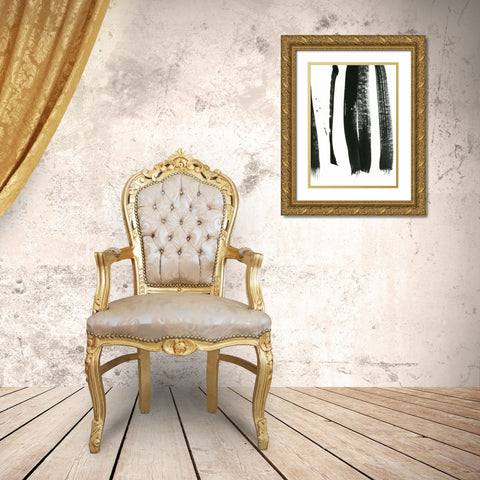 Black on White 3 Gold Ornate Wood Framed Art Print with Double Matting by Lehnhardt, Iris