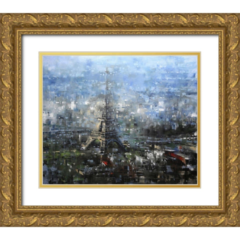 Blue Paris Gold Ornate Wood Framed Art Print with Double Matting by Lague, Mark