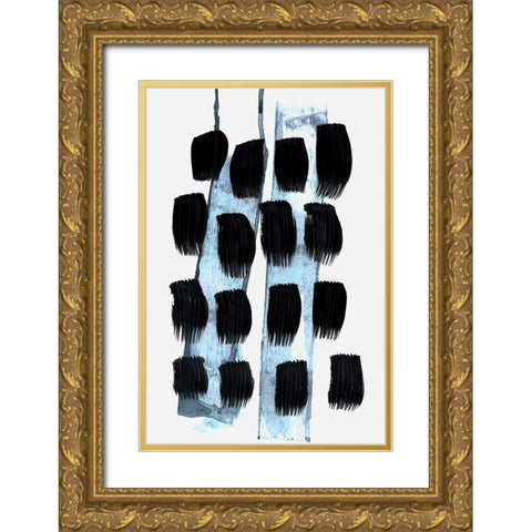 Black White Blue Gold Ornate Wood Framed Art Print with Double Matting by Lehnhardt, Iris