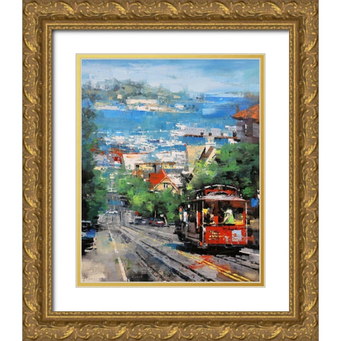 Alcatraz Gold Ornate Wood Framed Art Print with Double Matting by Lague, Mark