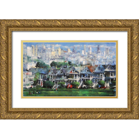 Painted Ladies Gold Ornate Wood Framed Art Print with Double Matting by Lague, Mark