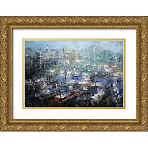 Fishermanâ€™s Wharf Gold Ornate Wood Framed Art Print with Double Matting by Lague, Mark