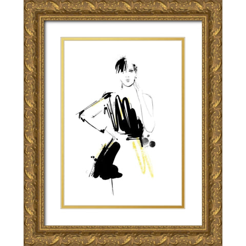 Strike A Pose Gold Ornate Wood Framed Art Print with Double Matting by Larsdotter, Lotta