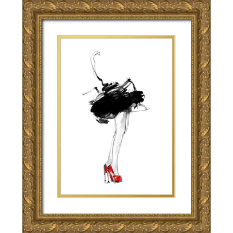 Red Shoes Gold Ornate Wood Framed Art Print with Double Matting by Larsdotter, Lotta