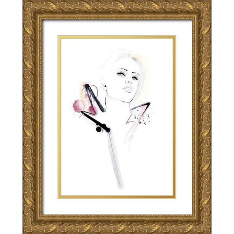 Pink Ink Gold Ornate Wood Framed Art Print with Double Matting by Larsdotter, Lotta
