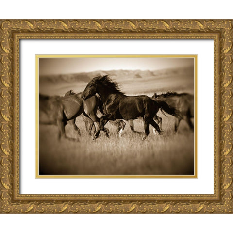 Dark Horse Gold Ornate Wood Framed Art Print with Double Matting by Leacock, J.C.