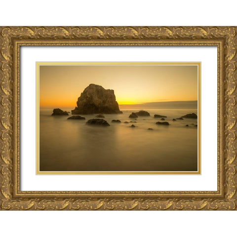 Mendocino Coast Meditation Gold Ornate Wood Framed Art Print with Double Matting by Leacock, J.C.