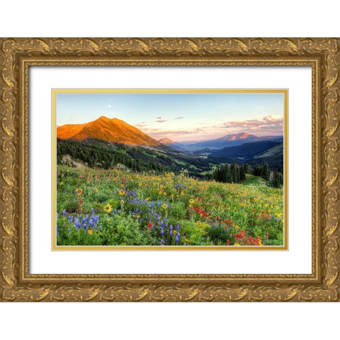 Wildfire Moonrise Gold Ornate Wood Framed Art Print with Double Matting by Leacock, J.C.
