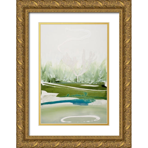 Limpid Gold Ornate Wood Framed Art Print with Double Matting by Leaver, Tara