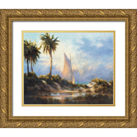 Manasota Key Returning Gold Ornate Wood Framed Art Print with Double Matting by Malarz