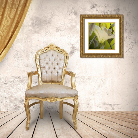 Lily Green Gold Ornate Wood Framed Art Print with Double Matting by McLaughlin, Jan