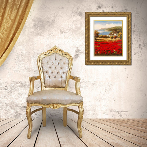 Poppy Harbor Gold Ornate Wood Framed Art Print with Double Matting by Marino