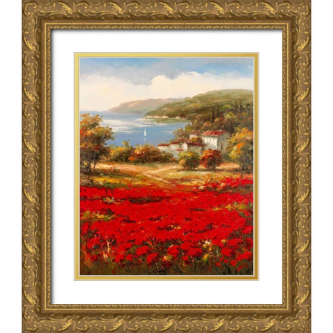 Poppy Harbor Gold Ornate Wood Framed Art Print with Double Matting by Marino