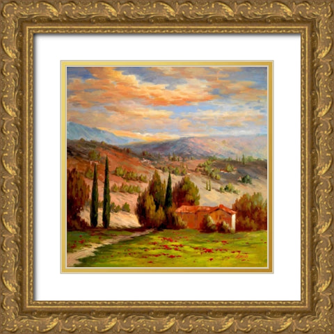 Rural Bliss Gold Ornate Wood Framed Art Print with Double Matting by Marino