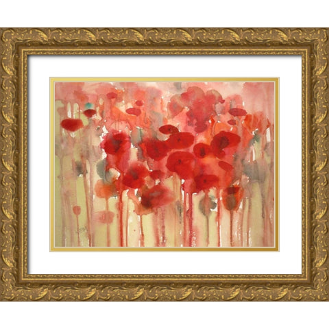 Happy Gold Ornate Wood Framed Art Print with Double Matting by Margulis, Karen