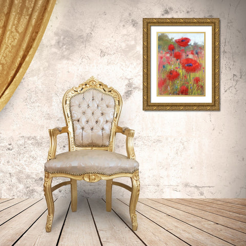 In the Poppy Field Gold Ornate Wood Framed Art Print with Double Matting by Margulis, Karen