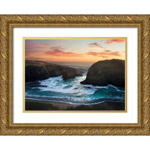 Coastal Glow Gold Ornate Wood Framed Art Print with Double Matting by Mikaels, Natalie