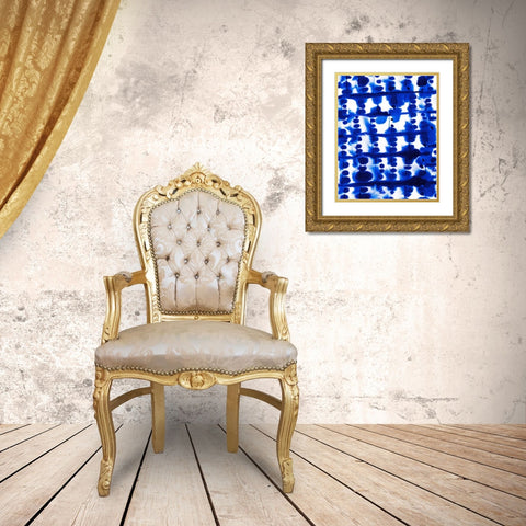 Parallel Electric Blue Gold Ornate Wood Framed Art Print with Double Matting by Maldonado, Jacqueline
