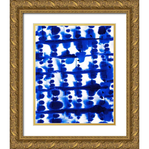 Parallel Electric Blue Gold Ornate Wood Framed Art Print with Double Matting by Maldonado, Jacqueline