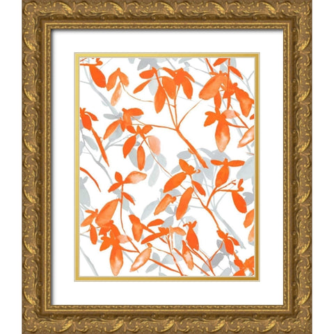 Premonition Orange Gold Ornate Wood Framed Art Print with Double Matting by Maldonado, Jacqueline